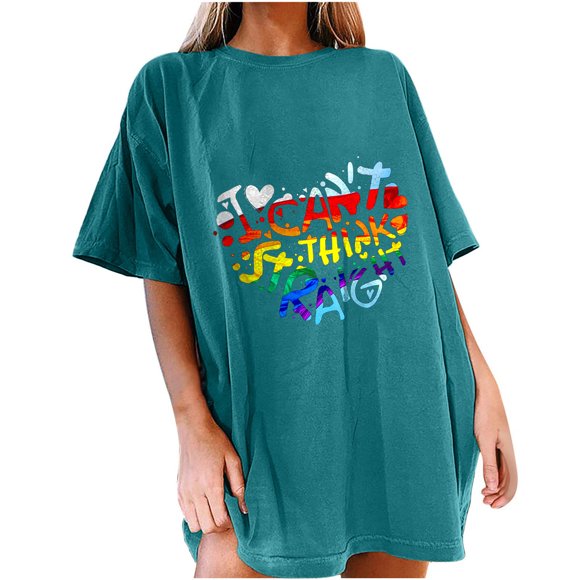 RKSTN Womens Pride Shirt Rainbow Graphic Tees Letter Print T Shirt LGBT Equality Shirts Casual Plus Size Short Sleeve Tops