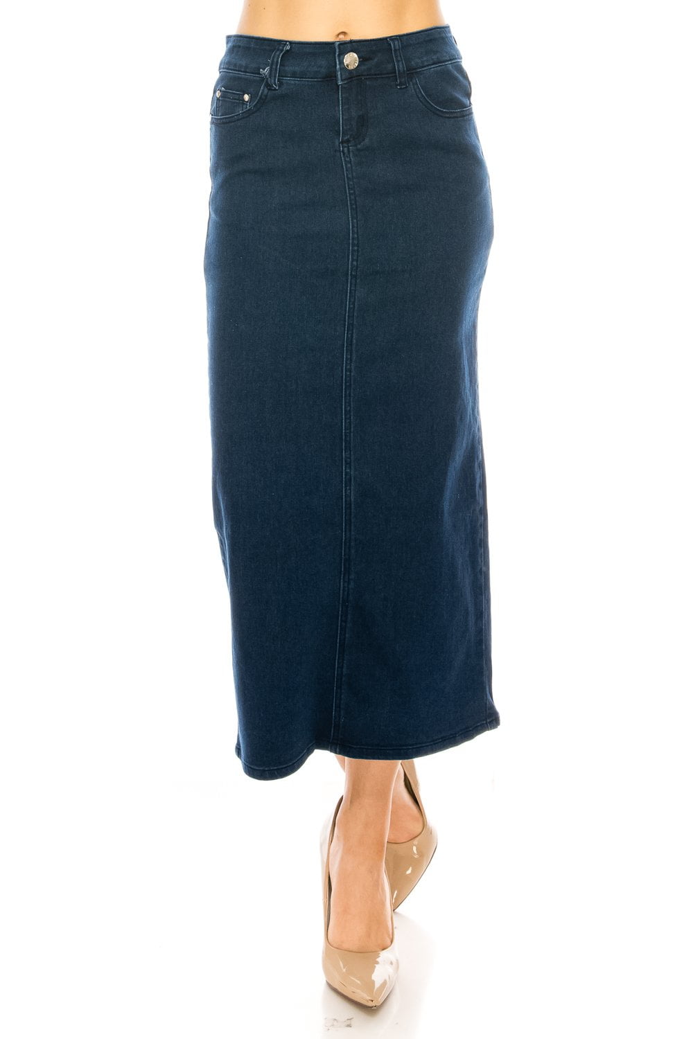 walmart long denim skirts