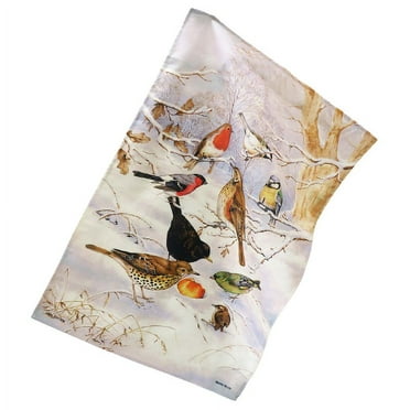 Samuel Lamont Winter Birds Tea Towel Cotton Hand Drawn Glorious Snowy Backdrop