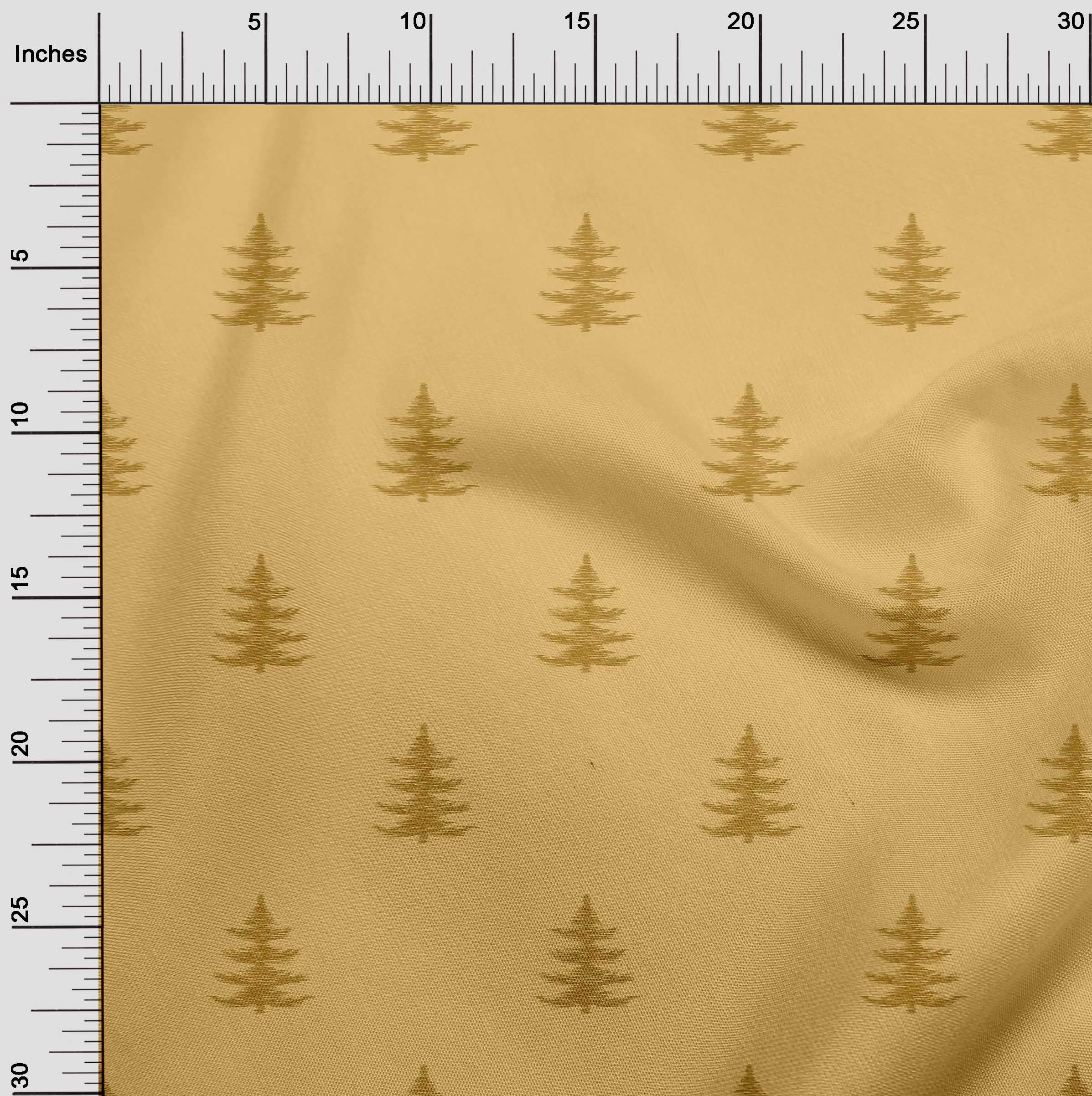 oneOone Organic Cotton Poplin Twill Fabric Christmas Tree Ikat Print Fabric By Yard 42 Inch Wide