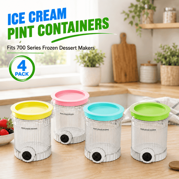 VALUNE 4 Pack Swirl Pints and Lids Compatible with NC700 Series, NC701, NC701C, BPA-Free Dishwasher Safe Containers for Swirl Ice Cream & Soft Serve Makers