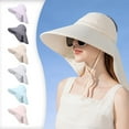 thumbnail image 1 of Sombrero de sol femenino con chal - Gorro plegable de protección UV para playa, actividades al aire libre y viajes, 1 of 7