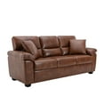 thumbnail image 3 of Fortmok Leather Couch, Modern PU Sofa Upholstered Comfy 3 Seater Living Room Furniture for Apartment, Office, Lounge Room, Brown, 3 of 9