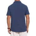 thumbnail image 3 of INSPIRE CHIC Men's Linen Chest Pocket Short Sleeve Casual Hawaiian Beach Polo Shirts L Dark Blue, 3 of 5