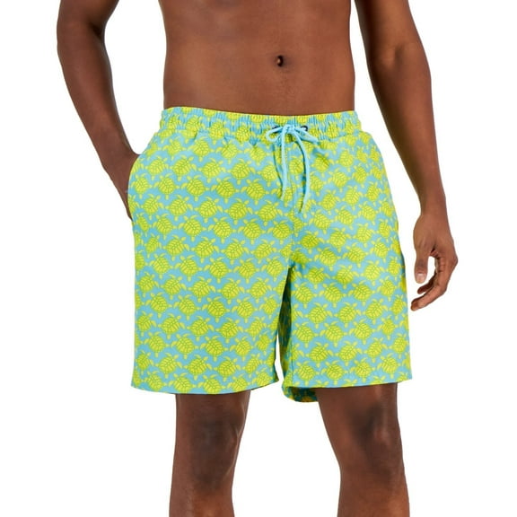 CLUB ROOM Men's Turtle Pond Swim Trunks Green/ Yellow Size Small