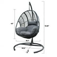 thumbnail image 3 of Hanging Egg Chair, Outdoor Egg Chair With Round Stable Base, Large Base, Soft Cushion, Outdoor & Indoor Wicker Swing Chair For Courtyard, 45x36.2x72.83in, 3 of 9