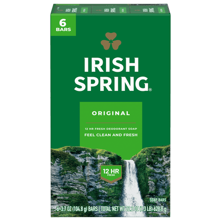 Irish Spring Original Deodorant Soap Bar, 3.7 oz, 6 pack