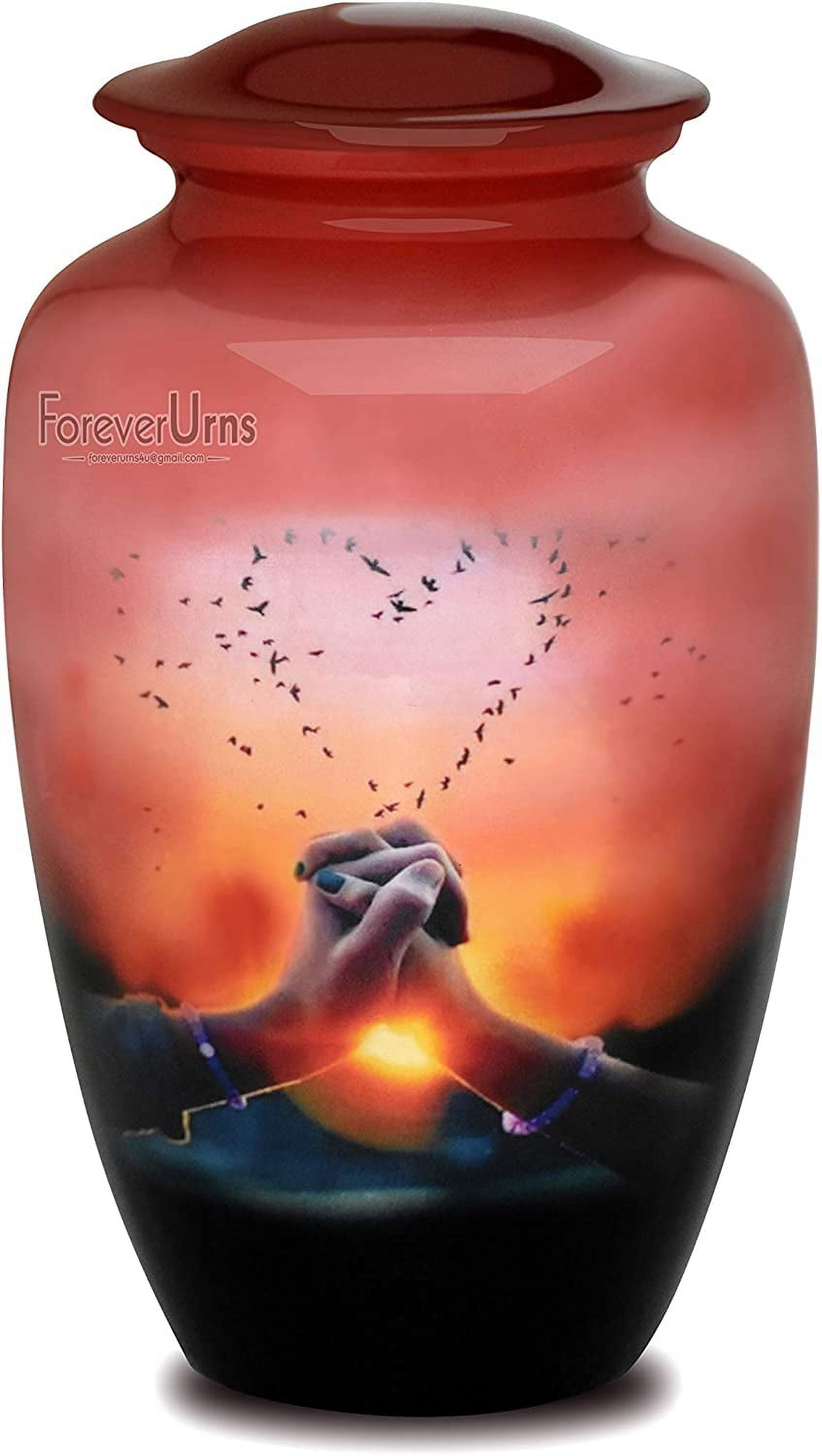 Personalized Urns for Human Ashes, Customized Couple Hand Adult Cremation Urn, Adult Urn with Velvet Bag.