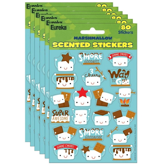 Eureka Marshmallow Scented Stickers, 80 Per Pack, 6 Packs