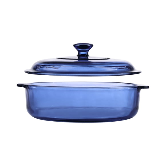 Baker's Basics 2 Quart Glass Casserole Dish, Blue