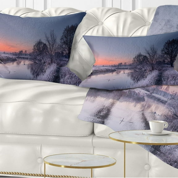 Designart 12" x 20" White Polyester Throw Pillow