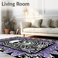 thumbnail image 2 of ODIKA 8'x10' Machine Washable Non-Slip Area Rug, Skeleton Grin Medallion with Gothic Webbing and Petals High Traffic Rug with Pad, Black, 620088, 2 of 8