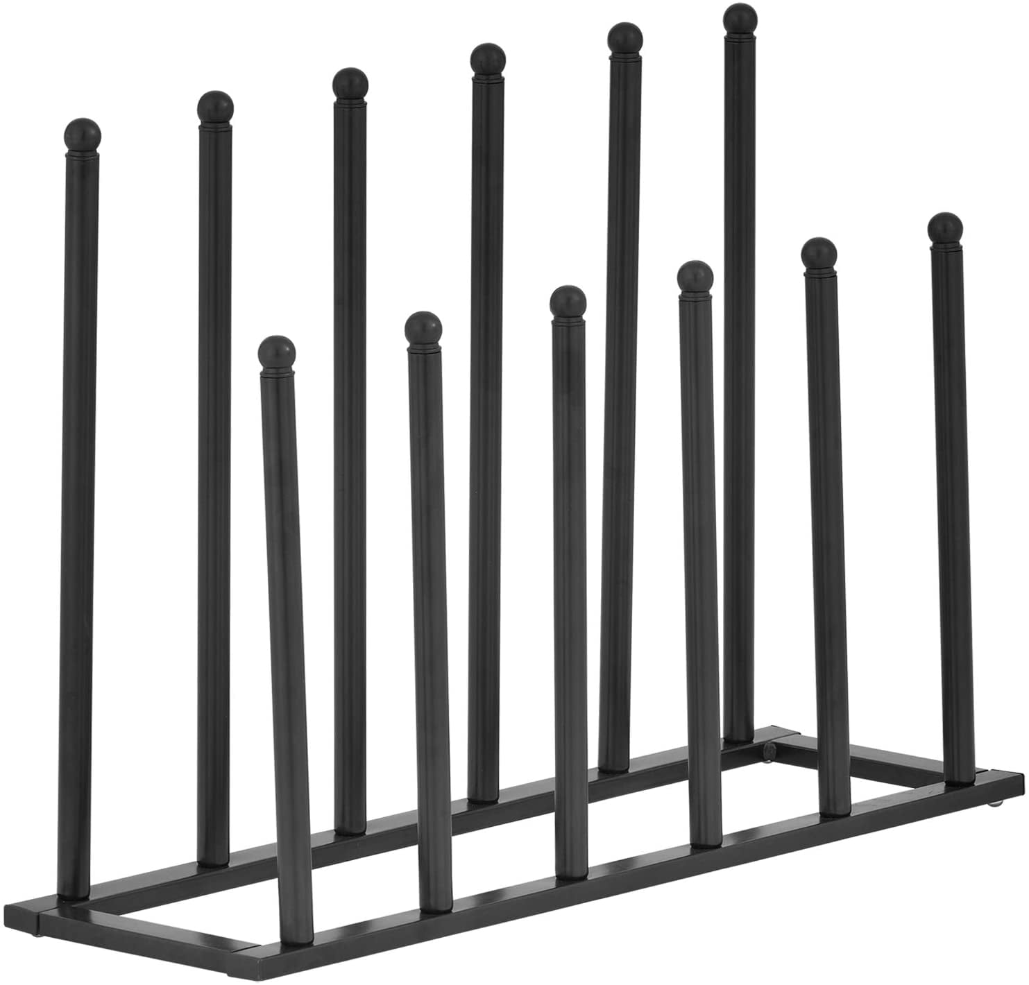 MyGift Modern Black Metal Boot Rack for Tall Boots Storage, Free Standing Entryway Shoe Rack Walk-In-Closet Boot Organizer with 12 Long Posts, Holds 6 Pair