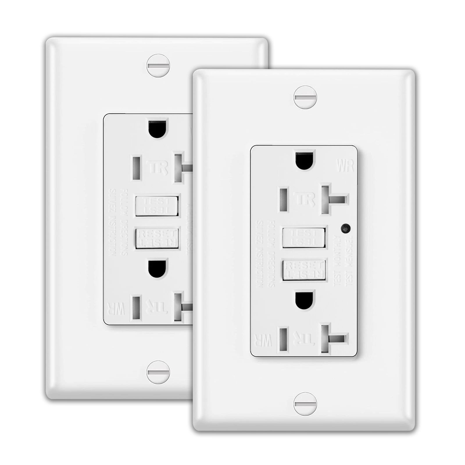 Decorator GFCI Receptacle with LED Indicator, Tamper Resistant
