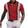 thumbnail image 2 of Ceisia Men's Polo Shirt | Slim Fit Half-Zip Short Sleeve Striped Polo | Color-Block Design (Multiple Colors) Gift, 2 of 5