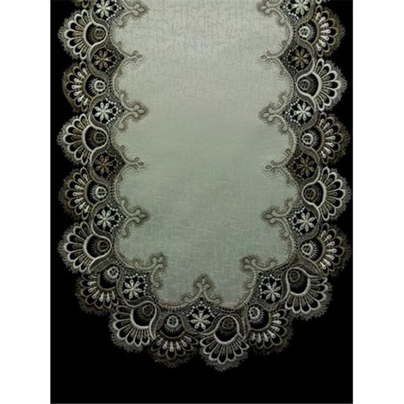 H8139-FF Cocoa Lace Oblong Table Cloth, 52 x 71 in.