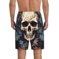thumbnail image 6 of KLL Vintage Leaf Flower Skull for Men's 1-Pack Shorts,Sleep Pajama Shorts for Men Soft Pj Shorts Men's Pajama Bottoms Sleepwear -Small, 6 of 7