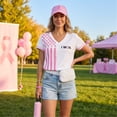 thumbnail image 5 of JULMCOMO Breast Cancer Awareness Shirts for Women I WON Pink Ribbon American Flag Gingham Cuff V Neck Graphic Tees Breast Cancer Loose Casual T Shirts White 2XL, 5 of 7