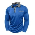 thumbnail image 4 of gbyLJF Mens Turndown Collar T Shirts Spring Plaid Patchwork Long Sleeve Tops Casual Business Pocket Shirts Tee, 4 of 8