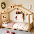 thumbnail image 3 of Harper & Bright Designs Twin Size Floor Bed with Support Slats, Wood House Bed with Headboard and Footboard for Boys and Girls, Natural, 3 of 10
