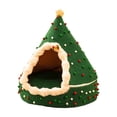 thumbnail image 3 of Christmas Tree Cat Bed - Soft Winter Warm Sleeping House for Dogs Cats, Cozy Pet Cave with Green Christmas Style for Small Medium Pets, 15.7x15.7 Inch, 3 of 8