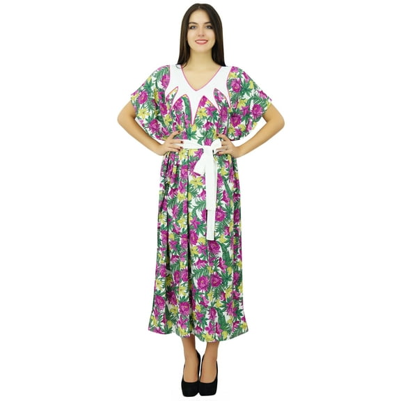 Bimba Womens Long Floral Caftan Designer Cover Up Holiday Kaftan Ladies Gown Maxi Dress