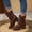 Brown, variant on Jsaierl Women’s Combat Boots Lace up Mid Calf Boots Low Heel Chunky Platform Lug Sole Boots