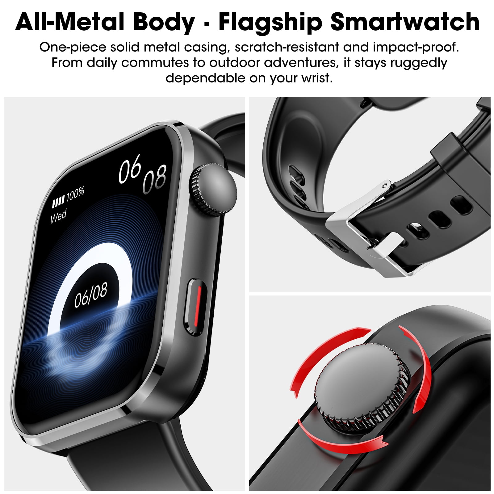 Mingdaln Smart Watch for Men Women, 2026 Smartwatch(Metal body) , 1.93"New Fitness Watch with Answer/Make Call/120+ Sport Modes/Pedometer/IP68 Waterproof, Fitness Tracke Fits for Android/iPhone,Black