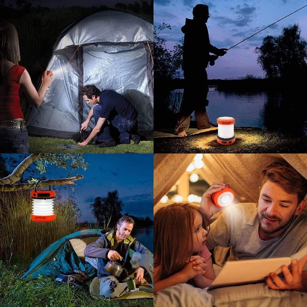 Thorfire LED Camping Lantern Lights Hand Crank USB Rechargeable Collapsible Mini Flashlight Emergency Torch Night Light Tent Lamp for Camping Hiking Tent Garden