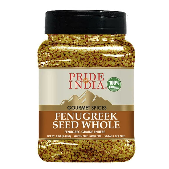 Pride of India – Fenugreek Seed Whole – Whole & Gourmet Indian Spice – Ideal Seasoning for Cooking – Free of Preservatives – Easy to Use – 12 oz. Medium Dual Sifter Jar