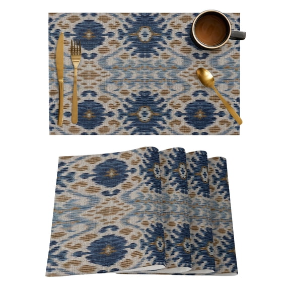 Abstract, Placemats Set of 4, Contemporary Minimalist Geometric Flower Placemats for Dining Table, Place Mats for Kitchen Tabletop, Waterproof Wipeable Dining Table Mats Set