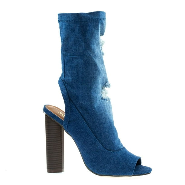 peep toe block heel bootie