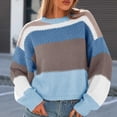 thumbnail image 6 of Women's Oversized Striped Cropped Sweater Casual Knit Pullover Top, 6 of 9