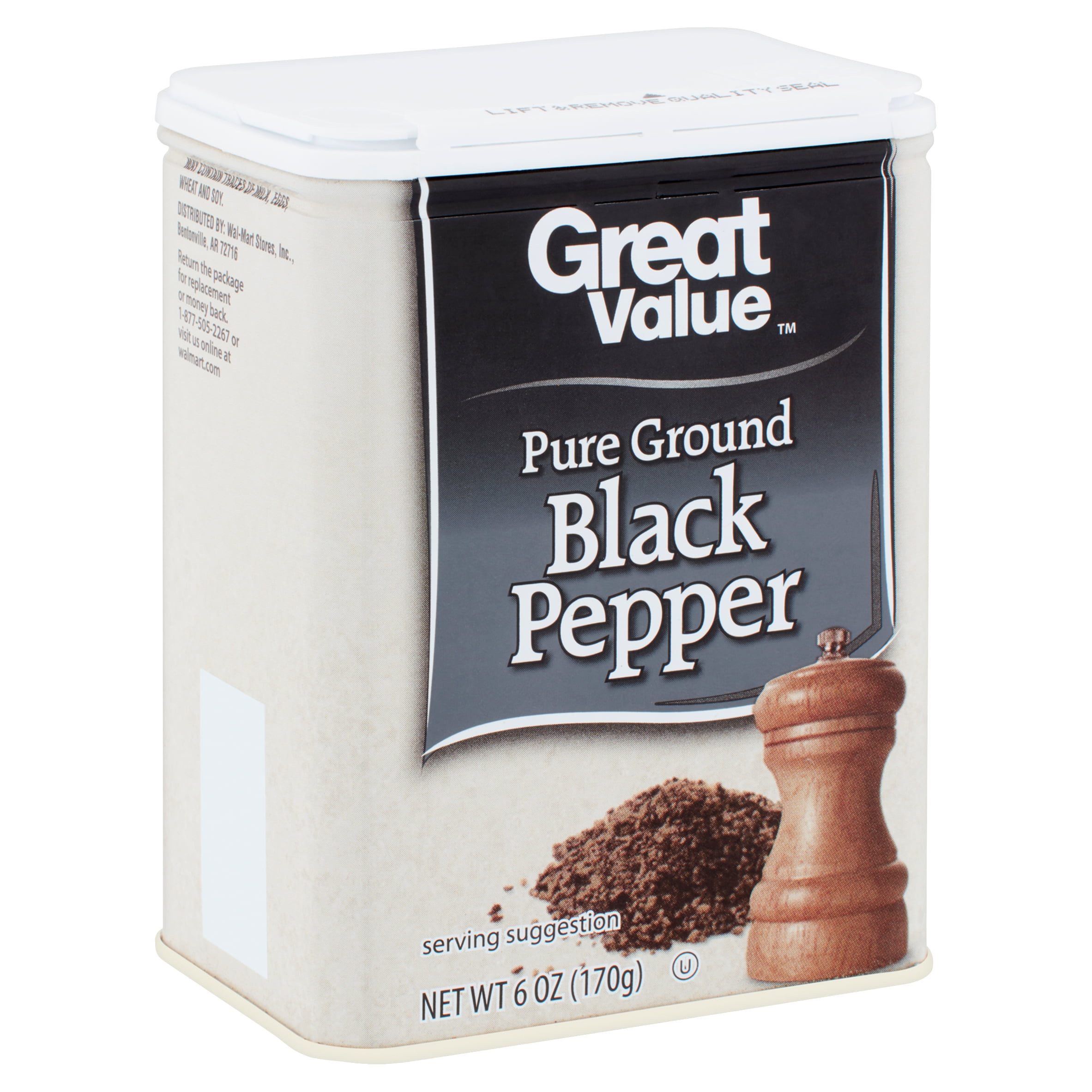 Great Value Pure Ground Black Pepper, 6 oz