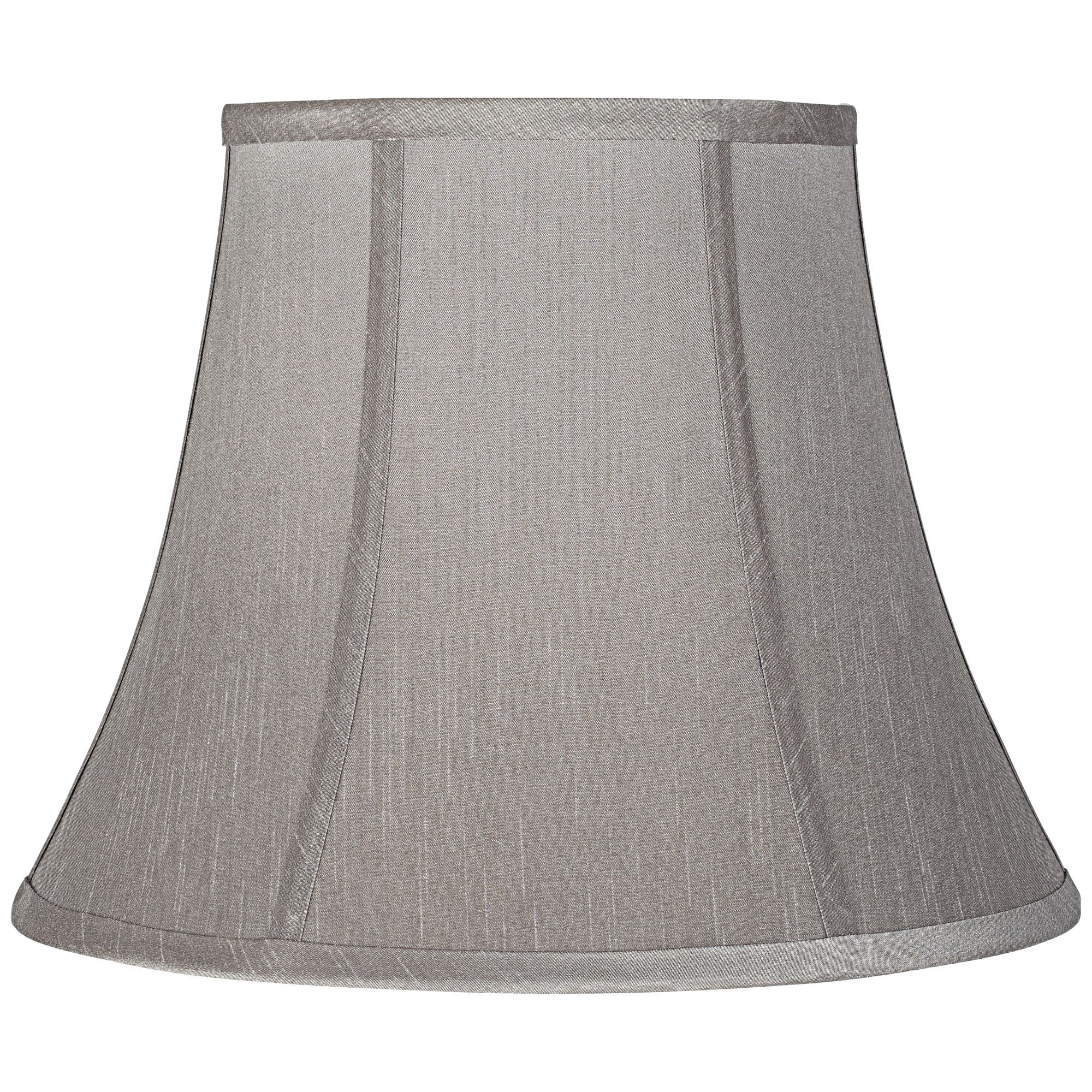 Springcrest Collection Set of 2 Softback Round Bell Lamp Shades Pewter Gray Medium 8" Top x 14" Bottom x 11" Slant Spider with Harp and Finial Fitting