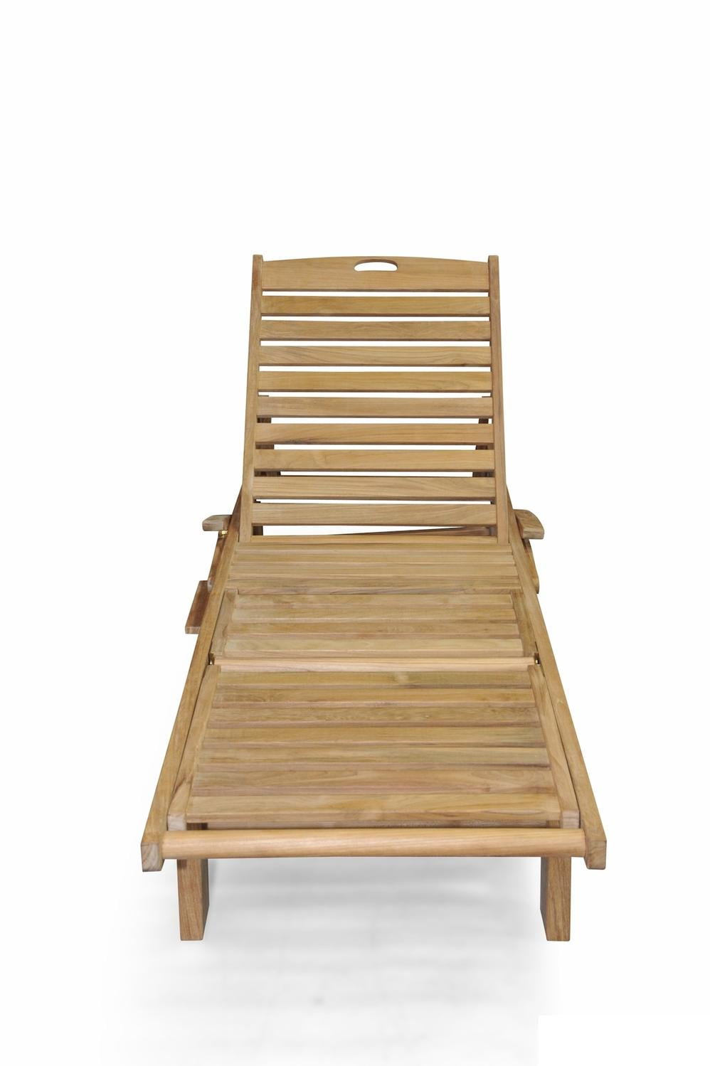 80" Natural Teak Outdoor Patio Wooden Chaise Lounge Chair ...