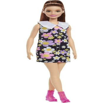 Barbie Fashionistas Doll #187 in Dress with Behind-the-Ear Hearing Aids, Brunette Ponytail & Boots