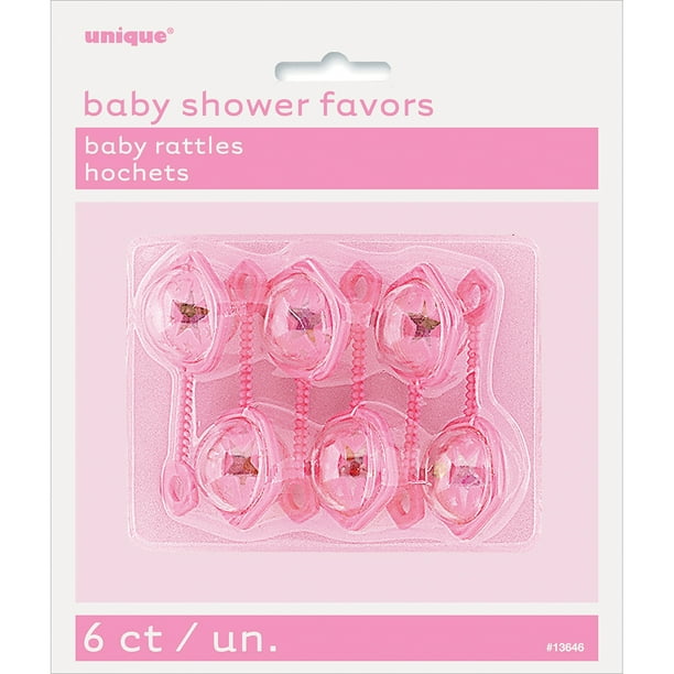 Plastic Rattle Baby Shower Favor Charms 2 5 In Pink 6ct Walmart Com