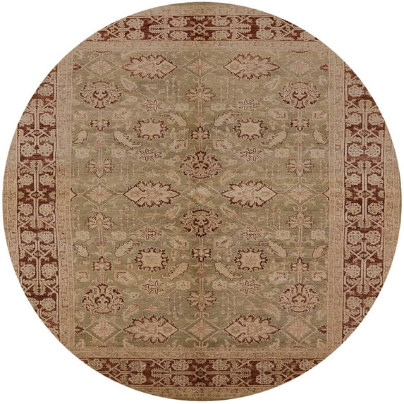 Ahgly Company Machine Washable Indoor Round Industrial Modern Light Brown Area Rugs, 6' Round