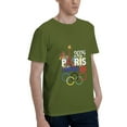 thumbnail image 2 of T-Shirt à Manches Courtes Basique pour Hommes Mode Jeux de Sport Paris 2024 Vert Mousse Grand, 2 of 5
