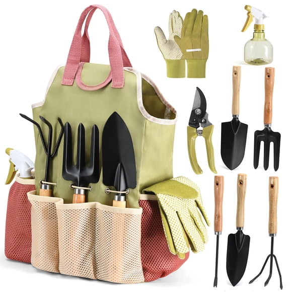 Ensemble d'Outils de Jardinage de 10 - Ensemble Complet d'Outils de Jardin Robustes avec Sac à Main Mode - Trousse de Fournitures de Jardinage Durables Cadeaux de Jardin Idéaux f