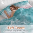 thumbnail image 4 of 3 Piece Turquoise Pink Coastal Duvet Cover Set Full Size, Microfiber Comforter/Quilt Cover with Corner Ties and 2 Pillowcases, Summer Beach Nautical All Season Soft Bedding with Zipper Closure, 4 of 8