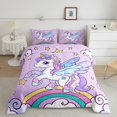 thumbnail image 2 of Manfei Cartoon Kawaii Unicorn Queen Comforter Set,Kawaii Rainbow Striped Bedding Sets,Cute Stars Print Bedding Comforter Set For Kids,Breathable Home Decor Reversible,3 Pieces, 2 of 8