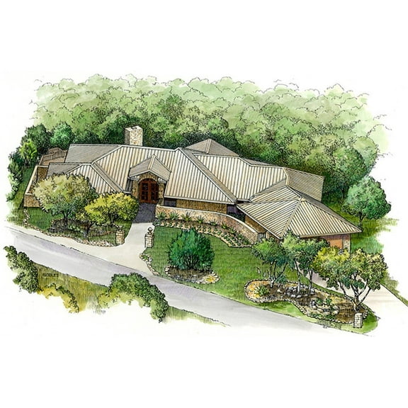 010-202: Ranch Country 3 Bed, 2 Bath Luxury Home Plan, 2122 Sq Ft: Full Blueprints with License to Build by Home Plan Marketplace - Lesuto