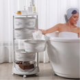 thumbnail image 5 of Thehsnt Rotatable Storage Cart, 5 Tier Circular Rotating Basket, Large Storage Rack with 360 Degree Wheels, Fruit Vegetable Shelf for Kitchen Bathroom, 5 of 12