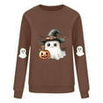 thumbnail image 3 of SuTry Women's Halloween Cute Fashion Printed Long Sleeve Crew Neck Loose Blouses Hoodless Sweatshirts T-Shirt Halloween Parties Wear(Brown#1,S), 3 of 3