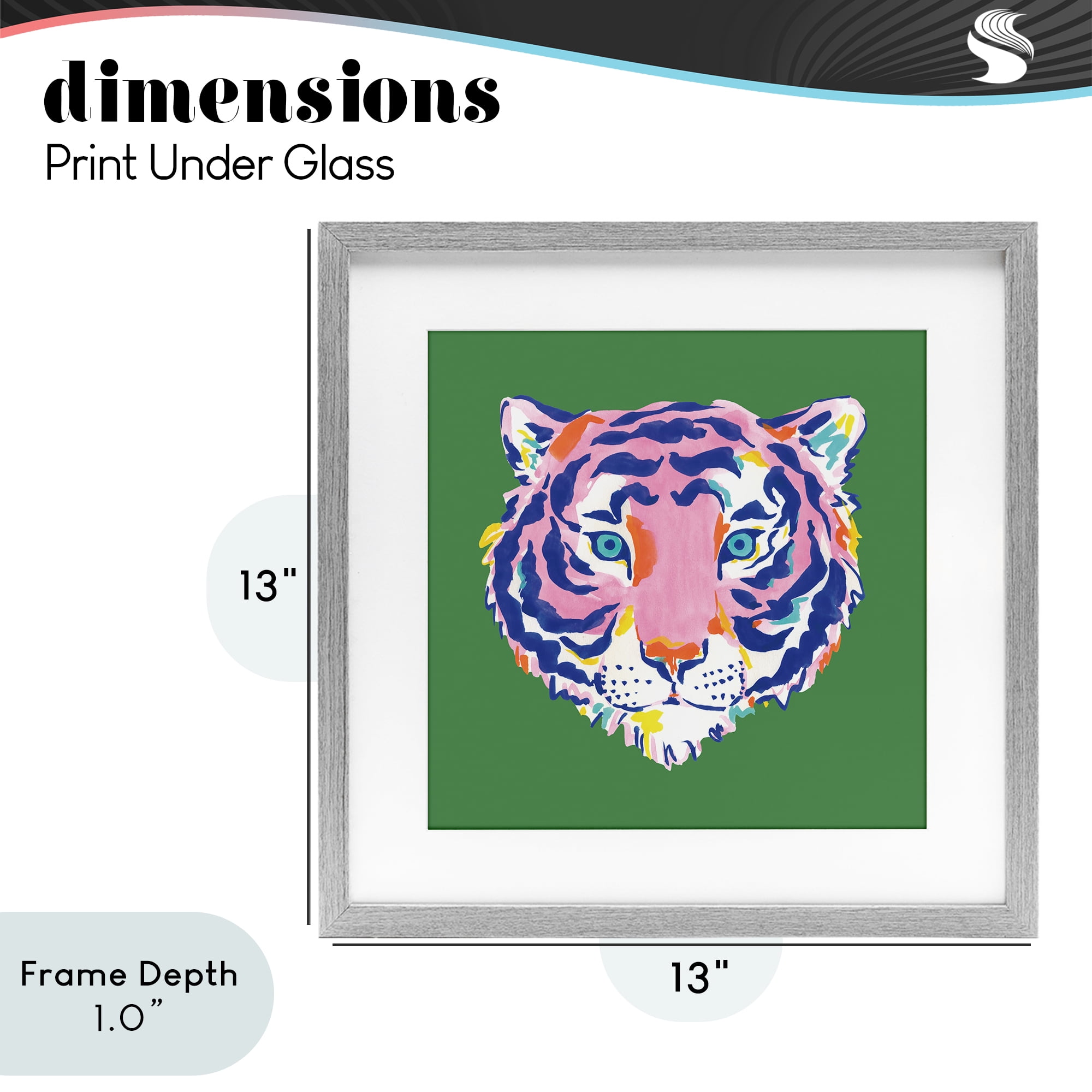 Stupell Industries Exotic Boho Tiger Face Gray Framed Print Under Glass, design by Karolina Sato
