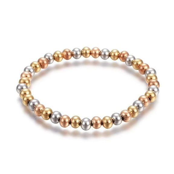 304 Stainless Steel Stretch Bracelet Beads Round Gold Silver Adjustable Z229