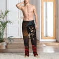 thumbnail image 5 of Uemuo Elegant Rose Skull Pattern Men's Wide Leg Palazzo Lounge Pants with Pockets Light Weight Loose Comfy Casual Pajama Pants-Large, 5 of 9