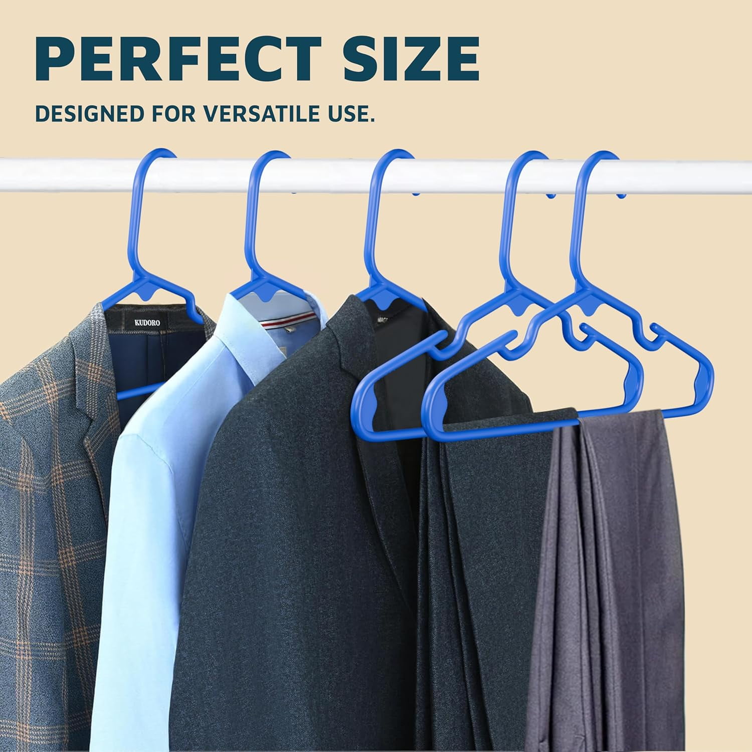 Plastic Kids Clothes Hangers – Children Clothes Hanger with Shoulder Notch, 11.6 Inch Space-Saving Closet Organizer for Baby, Toddler, and Kids Clothing, Hold Up to 5 lbs, Pack of 20, Blue